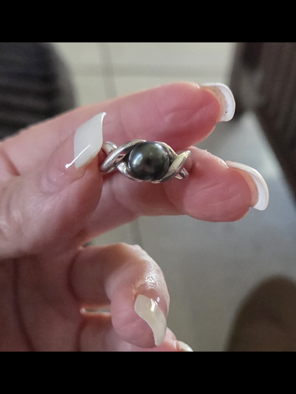 Honora Sterling Silver Black Pearl Ring Size 6 - Picture 4 of 7